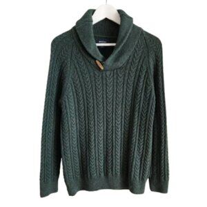 British Khaki green shawl collar sweater